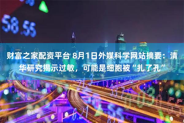 财富之家配资平台 8月1日外媒科学网站摘要：清华研究揭示过敏，可能是细胞被“扎了孔”